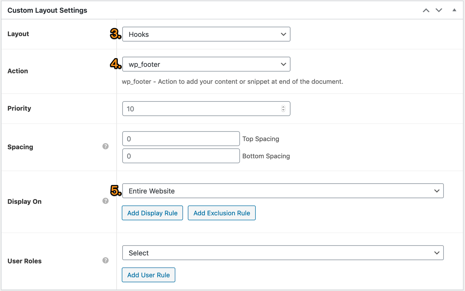 Astra custom layout settings